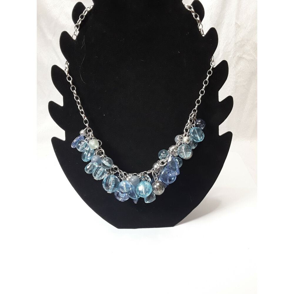 Lane Bryant Blues And Silver Beaded Necklace